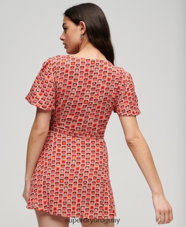 uy Superdry mujer minivestido cruzado vintage rojo DT2N8Z1996 ropa