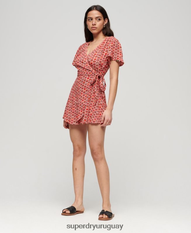 uy Superdry mujer minivestido cruzado vintage rojo DT2N8Z1996 ropa