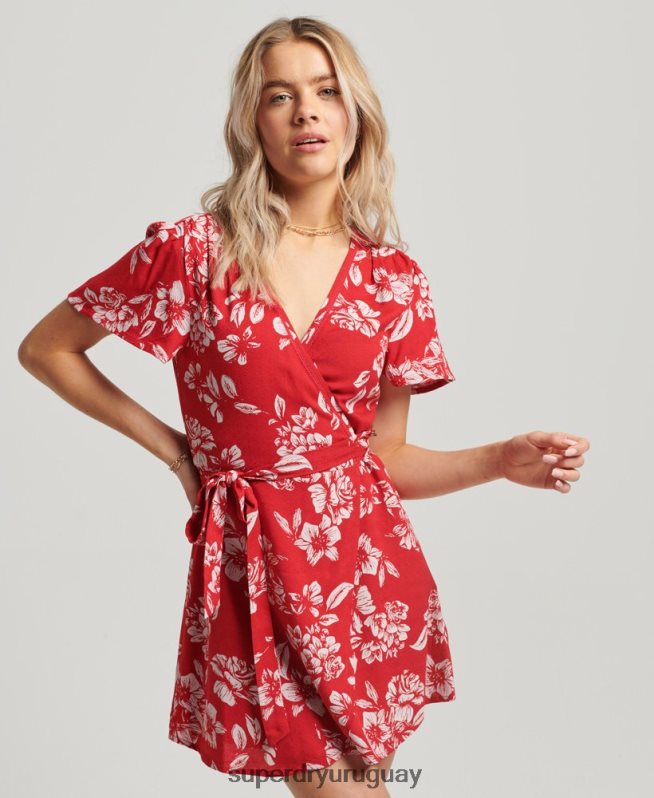 uy Superdry mujer minivestido cruzado vintage rojo DT2N8Z2373 ropa