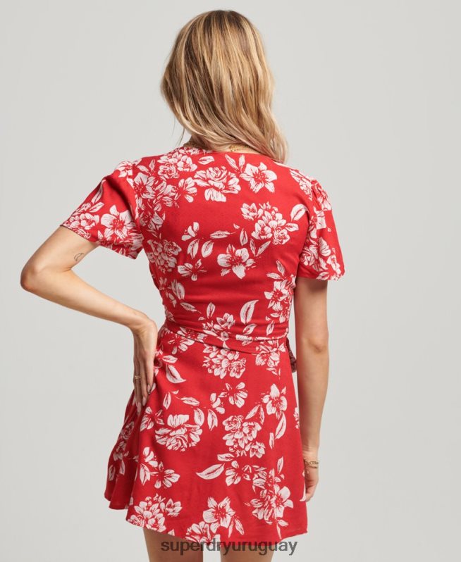 uy Superdry mujer minivestido cruzado vintage rojo DT2N8Z2373 ropa