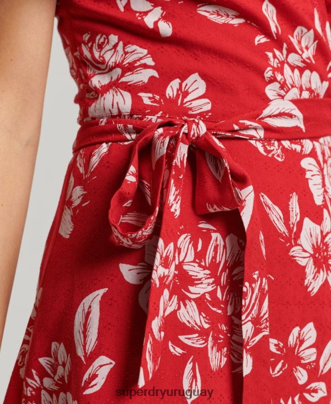 uy Superdry mujer minivestido cruzado vintage rojo DT2N8Z2373 ropa