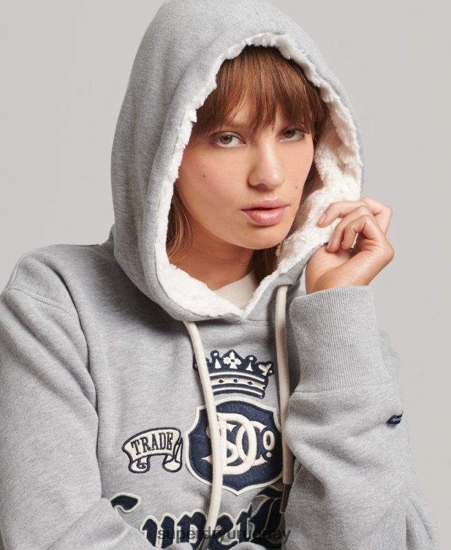 uy Superdry mujer orgullo en el vestido artesanal con capucha gris DT2N8Z2456 ropa