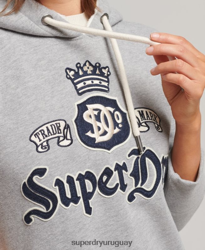 uy Superdry mujer orgullo en el vestido artesanal con capucha gris DT2N8Z2456 ropa