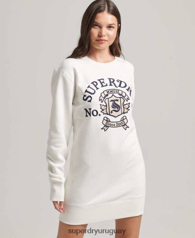 uy Superdry mujer orgullo en el vestido artesanal con cuello redondo blanco DT2N8Z2457 ropa