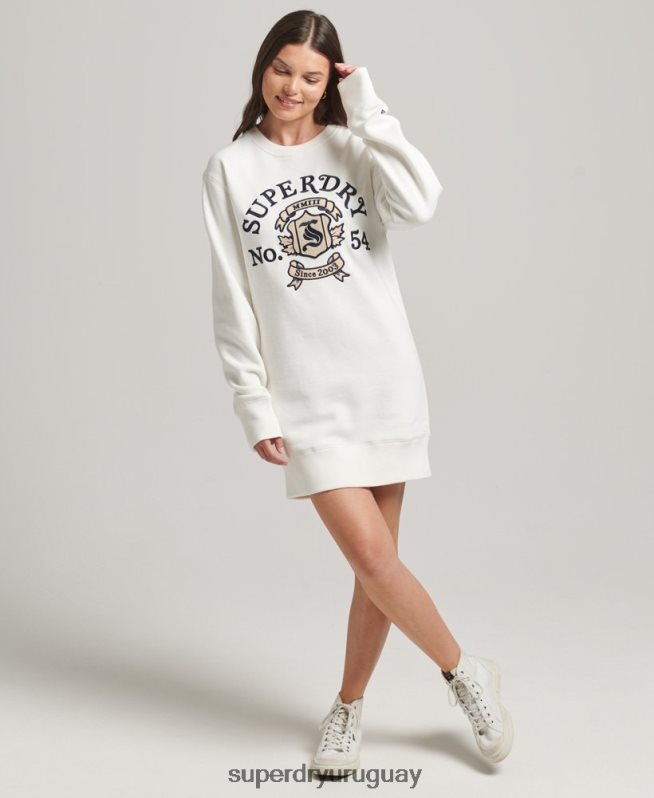 uy Superdry mujer orgullo en el vestido artesanal con cuello redondo blanco DT2N8Z2457 ropa