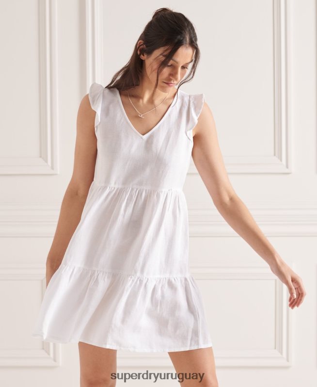 uy Superdry mujer vestido a capas Tinsley blanco DT2N8Z2514 ropa
