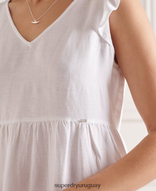 uy Superdry mujer vestido a capas Tinsley blanco DT2N8Z2514 ropa