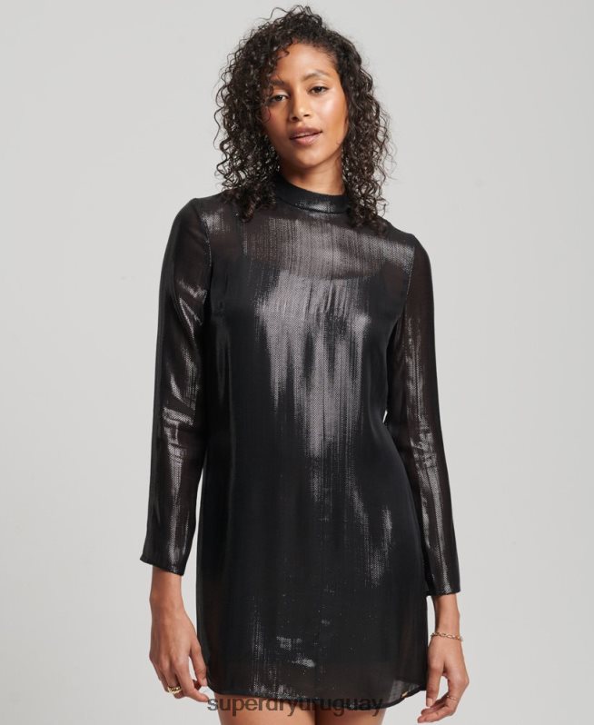 uy Superdry mujer vestido brillante de studios negro DT2N8Z2437 ropa