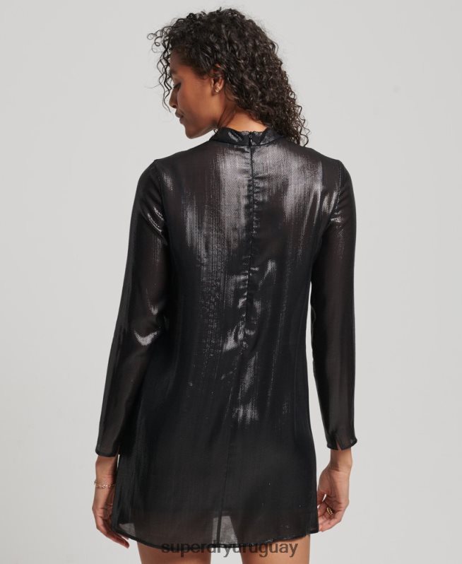 uy Superdry mujer vestido brillante de studios negro DT2N8Z2437 ropa