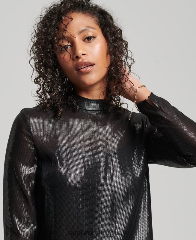 uy Superdry mujer vestido brillante de studios negro DT2N8Z2437 ropa