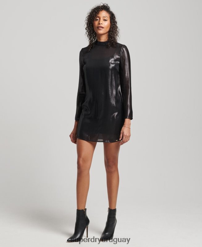 uy Superdry mujer vestido brillante de studios negro DT2N8Z2437 ropa