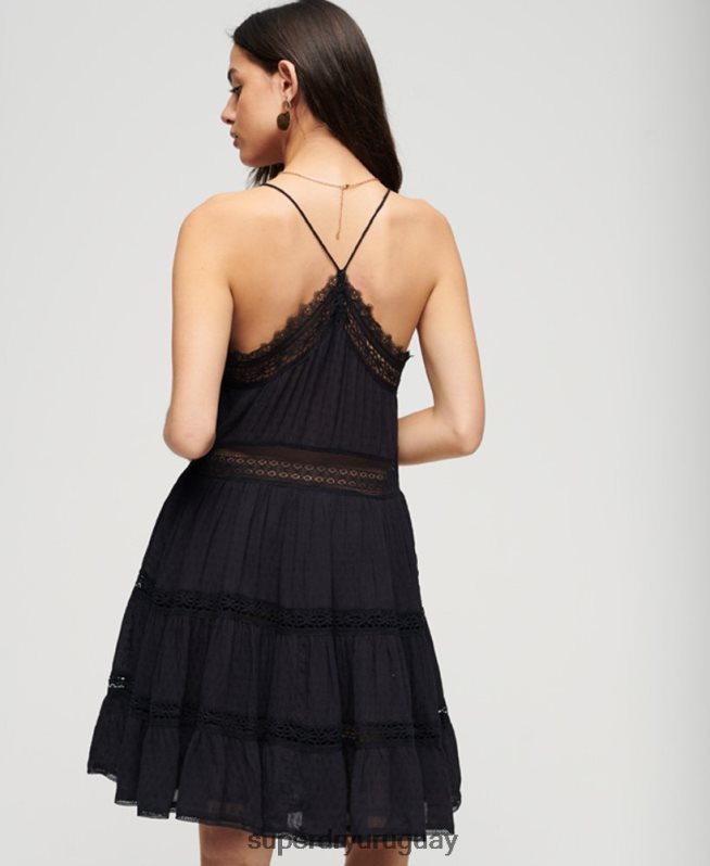 uy Superdry mujer vestido camisero alana negro DT2N8Z2398 ropa
