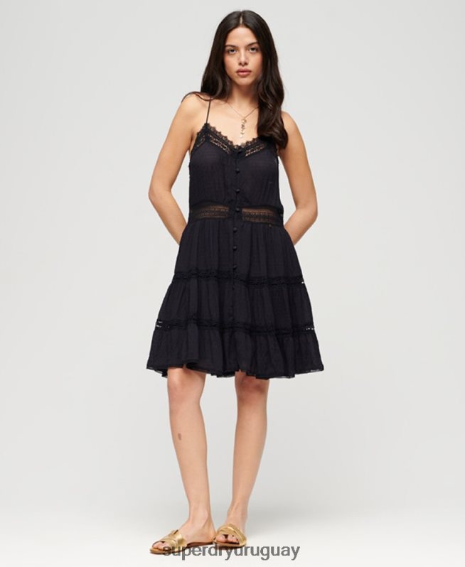 uy Superdry mujer vestido camisero alana negro DT2N8Z2398 ropa