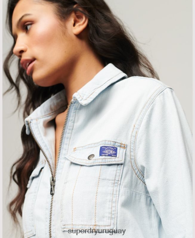 uy Superdry mujer vestido camisero de mezclilla azul claro DT2N8Z2543 ropa
