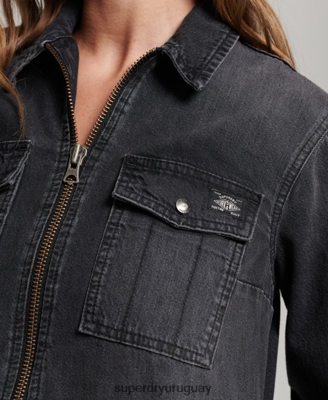 uy Superdry mujer vestido camisero de mezclilla gris oscuro DT2N8Z2506 ropa