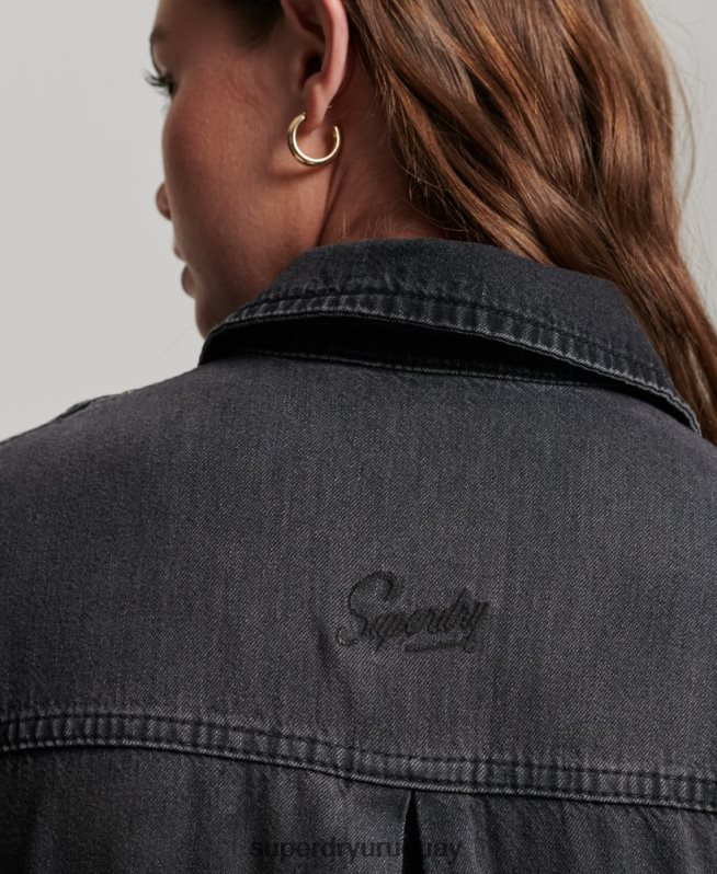 uy Superdry mujer vestido camisero de mezclilla gris oscuro DT2N8Z2506 ropa