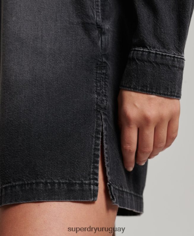 uy Superdry mujer vestido camisero de mezclilla gris oscuro DT2N8Z2506 ropa