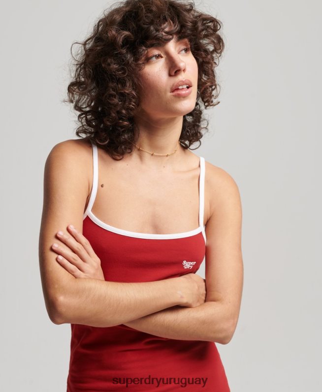 uy Superdry mujer vestido camisero de punto vintage rojo DT2N8Z2507 ropa