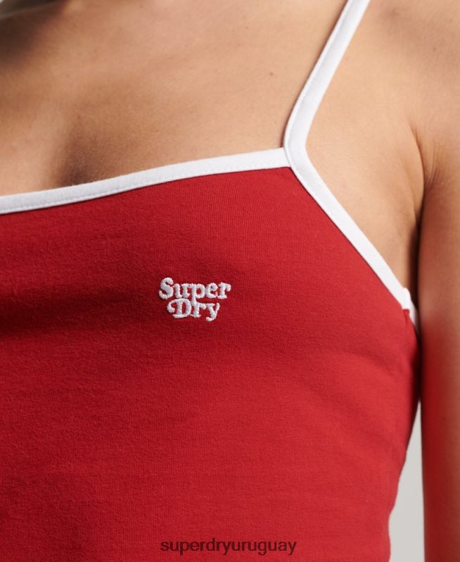 uy Superdry mujer vestido camisero de punto vintage rojo DT2N8Z2507 ropa
