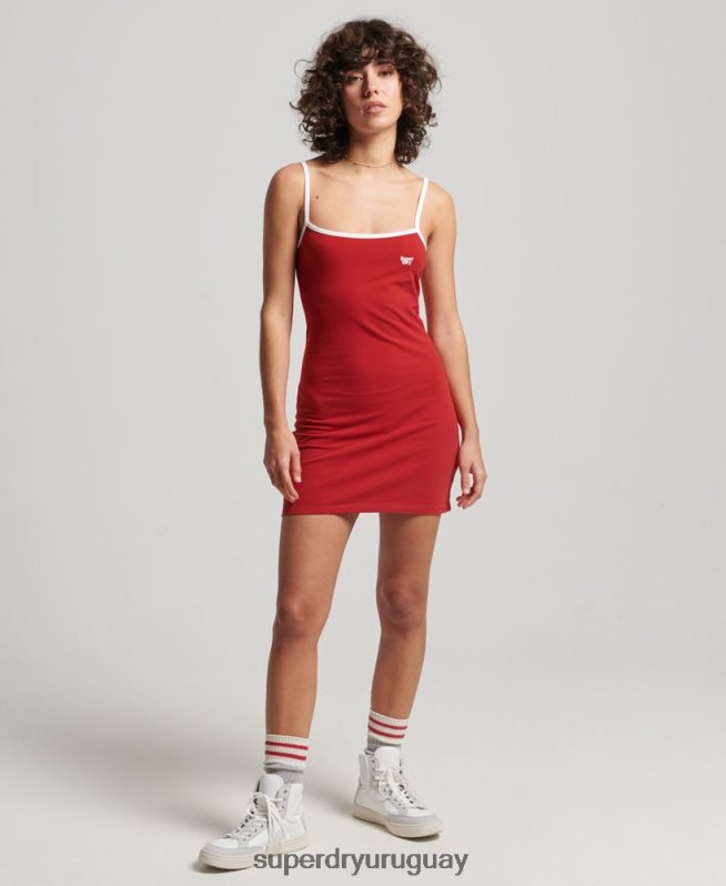 uy Superdry mujer vestido camisero de punto vintage rojo DT2N8Z2507 ropa