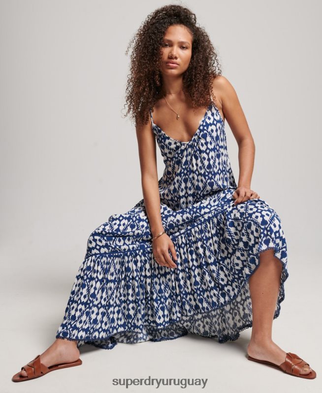 uy Superdry mujer vestido camisero largo azul DT2N8Z2380 ropa