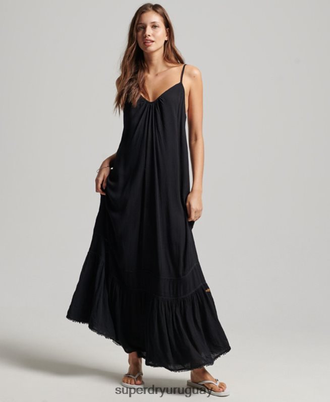uy Superdry mujer vestido camisero largo gris oscuro DT2N8Z2366 ropa