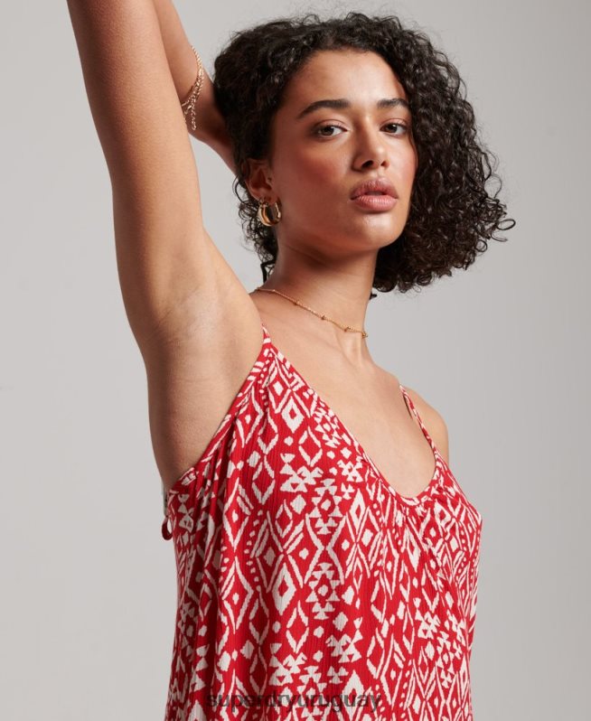 uy Superdry mujer vestido camisero largo rojo DT2N8Z2376 ropa