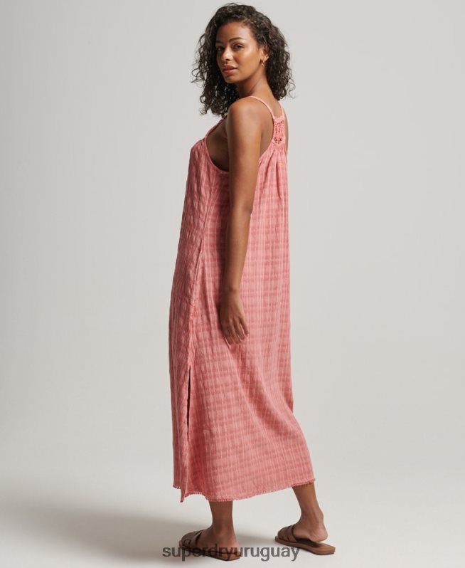 uy Superdry mujer vestido camisola largo halter vintage rosa DT2N8Z2386 ropa