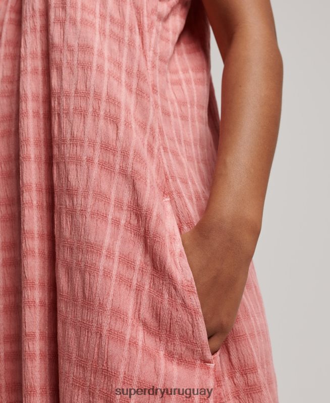 uy Superdry mujer vestido camisola largo halter vintage rosa DT2N8Z2386 ropa