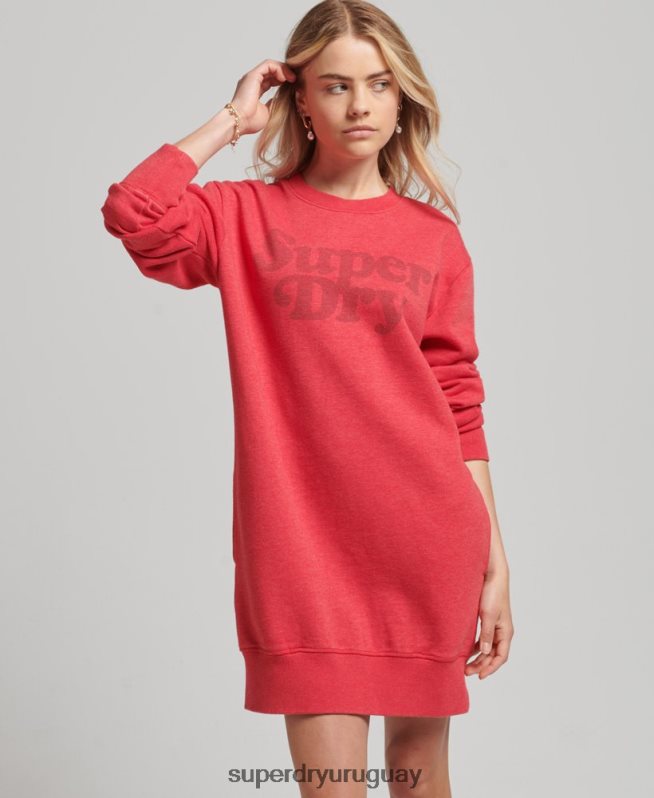 uy Superdry mujer vestido clásico cooper rojo DT2N8Z2553 ropa