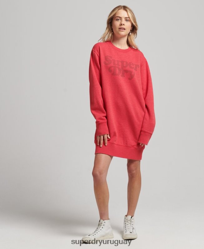 uy Superdry mujer vestido clásico cooper rojo DT2N8Z2553 ropa