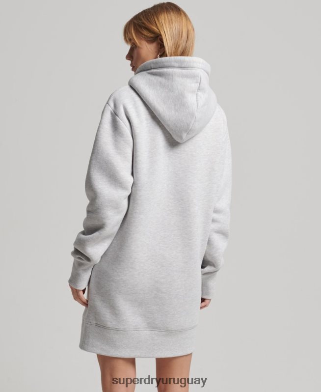 uy Superdry mujer vestido con capucha y logo vintage de algodón orgánico gris claro DT2N8Z2482 ropa