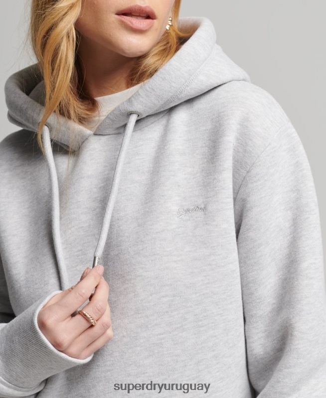 uy Superdry mujer vestido con capucha y logo vintage de algodón orgánico gris claro DT2N8Z2482 ropa
