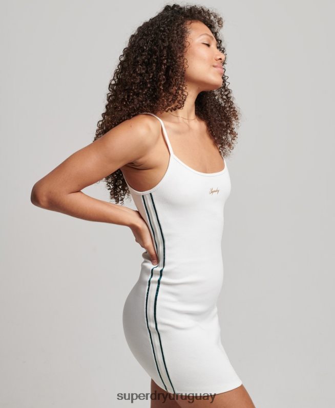 uy Superdry mujer vestido con tiras y logo blanco DT2N8Z2458 ropa
