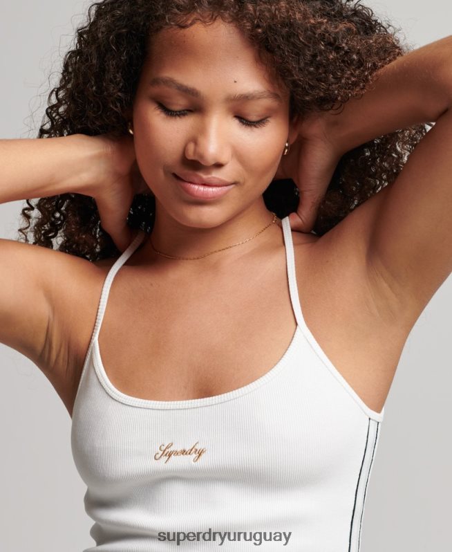 uy Superdry mujer vestido con tiras y logo blanco DT2N8Z2458 ropa