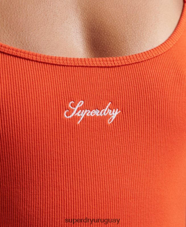 uy Superdry mujer vestido con tiras y logo naranja DT2N8Z2471 ropa