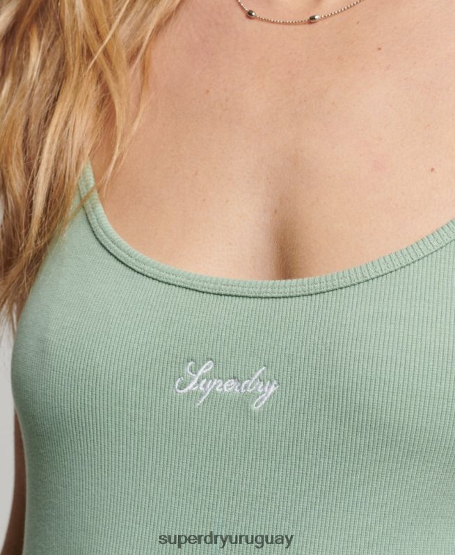uy Superdry mujer vestido con tiras y logo verde DT2N8Z2455 ropa