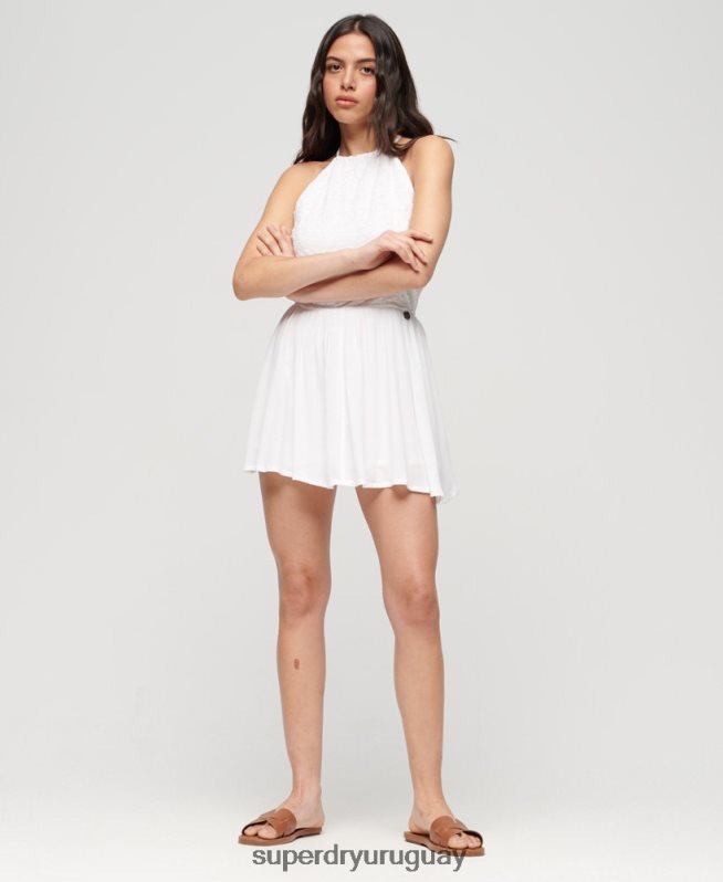 uy Superdry mujer vestido corto con bordado vintage blanco DT2N8Z2383 ropa