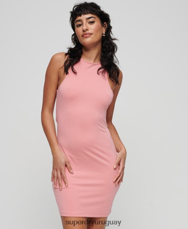 uy Superdry mujer vestido corto con espalda cruzada rosa DT2N8Z2356 ropa