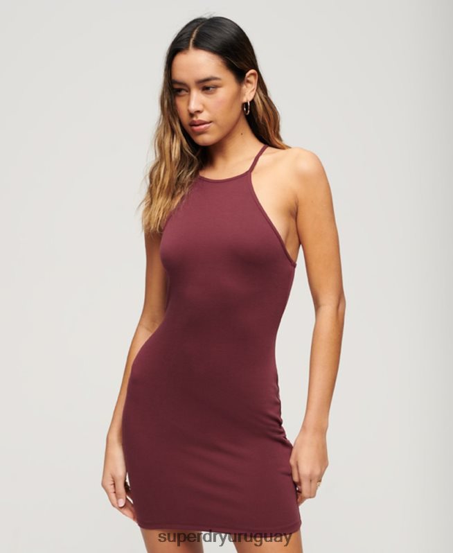 uy Superdry mujer vestido corto con tirantes púrpura DT2N8Z2420 ropa