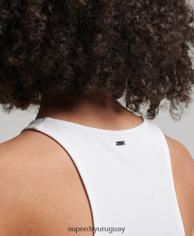 uy Superdry mujer vestido corto de corredor de jersey blanco DT2N8Z2453 ropa