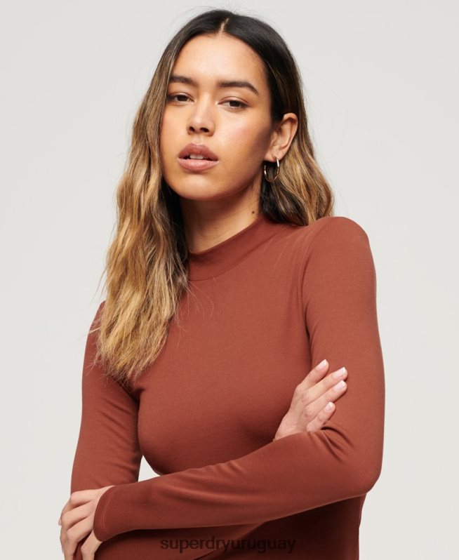 uy Superdry mujer vestido corto de punto con cuello alzado rojo DT2N8Z2393 ropa