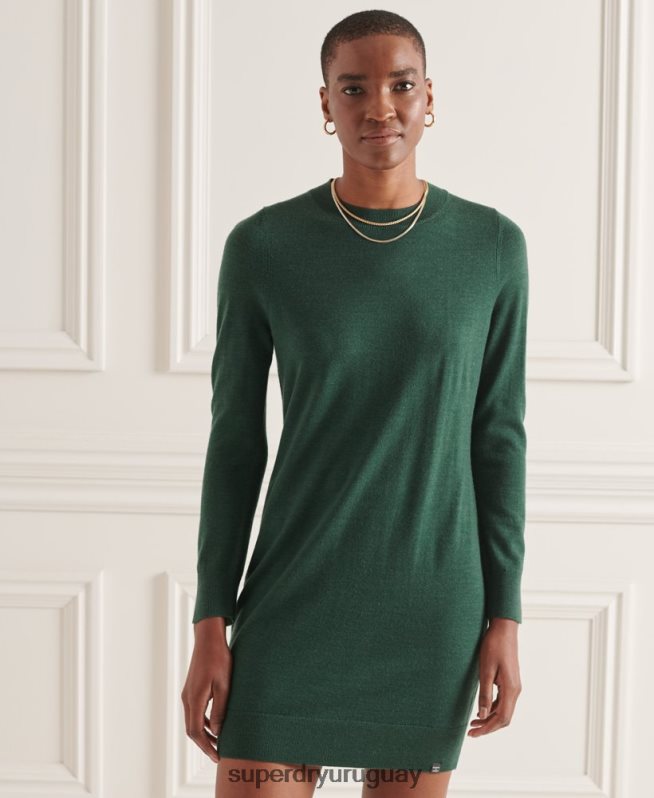 uy Superdry mujer vestido corto de punto de merino de studios verde DT2N8Z6752 ropa