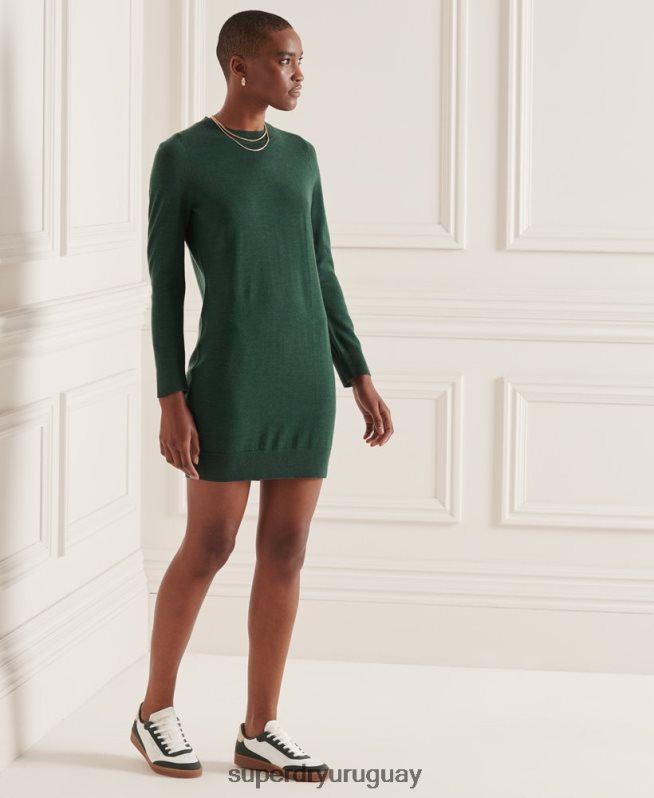 uy Superdry mujer vestido corto de punto de merino de studios verde DT2N8Z6752 ropa