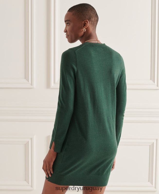 uy Superdry mujer vestido corto de punto de merino de studios verde DT2N8Z6752 ropa