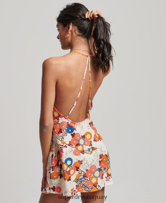 uy Superdry mujer vestido corto estampado crema DT2N8Z2477 ropa