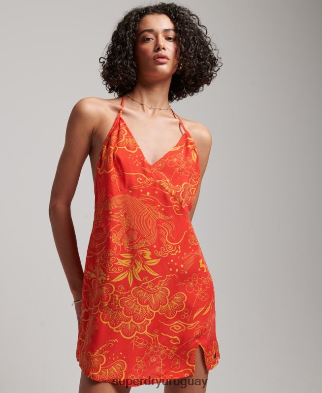 uy Superdry mujer vestido corto estampado rojo DT2N8Z2478 ropa