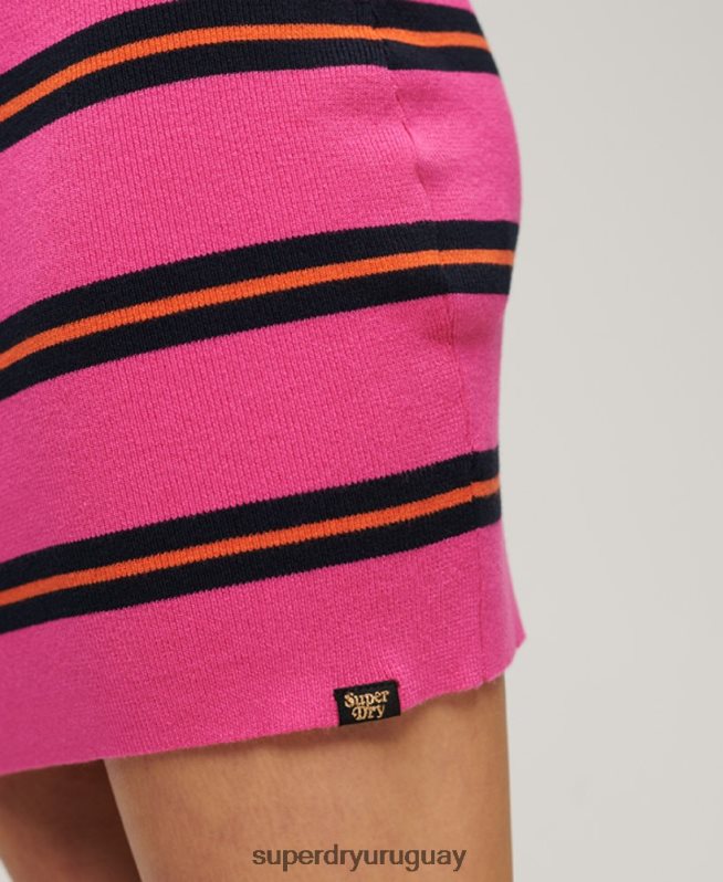 uy Superdry mujer vestido corto sin mangas de punto fino rosa DT2N8Z2032 ropa