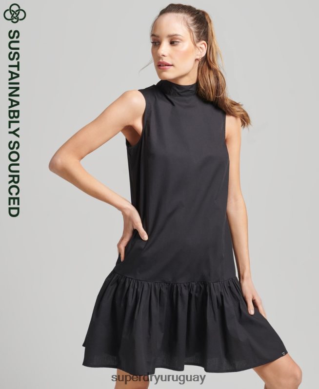 uy Superdry mujer vestido corto tejido negro DT2N8Z2537 ropa