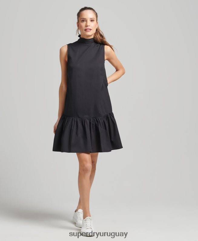 uy Superdry mujer vestido corto tejido negro DT2N8Z2537 ropa